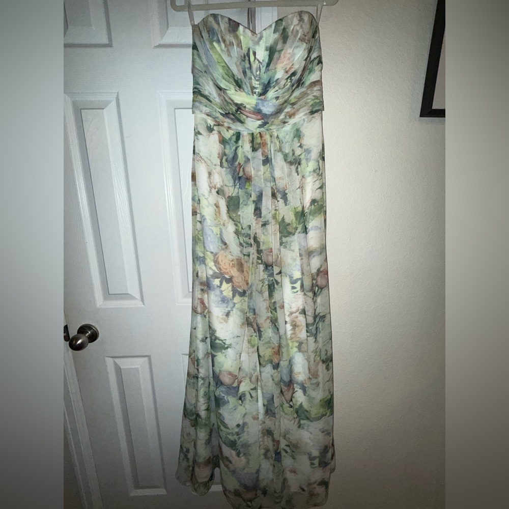 David’s Bridal Watercolor Sweetheart dress wedding guest formal spring summer